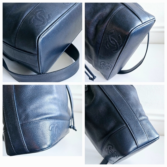 Chanel Navy Blue Caviar Triple CC Bucket Bag - Picture 5 of 8